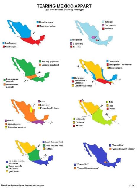Mexico Divided By Stereotypes Mexico History Mexico Geography Map