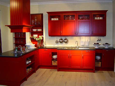 In this 1970s inspired cooking space by architecture and interior design practice atticus & milo, a kitchen island and upper cabinets both in yellow offset the dark walls. Red Country Kitchen - Best Design for Big Small Kitchen ...