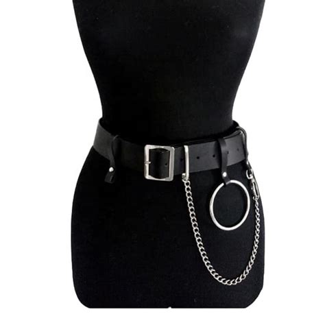 Women Bdsm Pu Leather Gothic Bondage Body Harness Belts With Chain