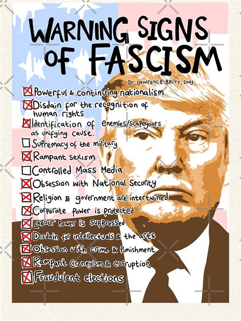 Trump And The 14 Warning Signs Of Fascism Zipped Hoodie By Lauriepink