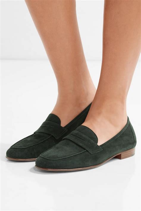 Mansur Gavriel Womens Classic Suede Loafers Green Green Flat Shoes ⋆