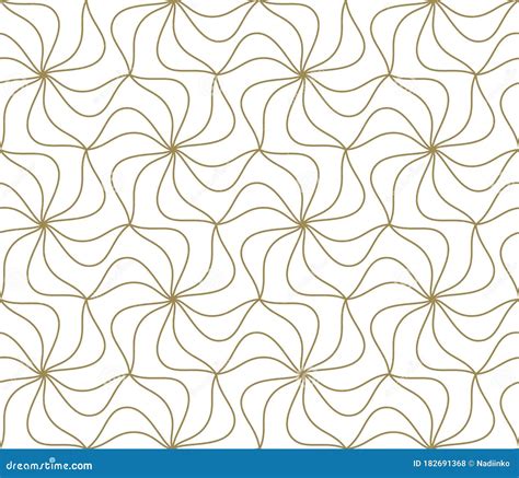 Seamless Pattern With Abstract Geometric Line Texture Gold On White