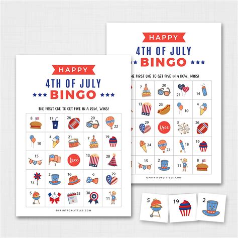 Patriotic 4th Of July Bingo Cards Printable