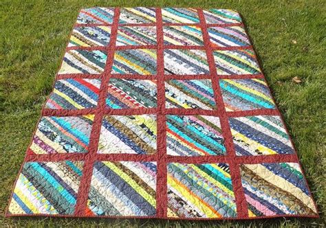 Diagonal Stripes Block Quilt 76x50 Inches