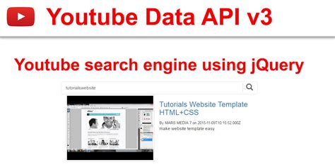 How To Create Youtube Search Engine Using Jquery Tutorialswebsite