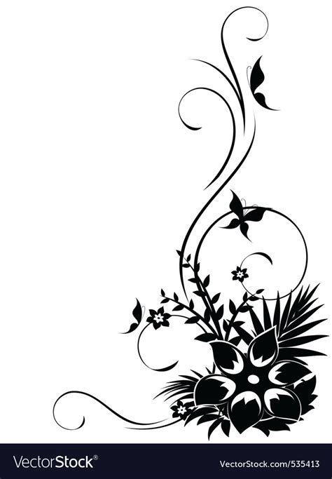 Abstract Floral Corner With Swirls Royalty Free Vector Image