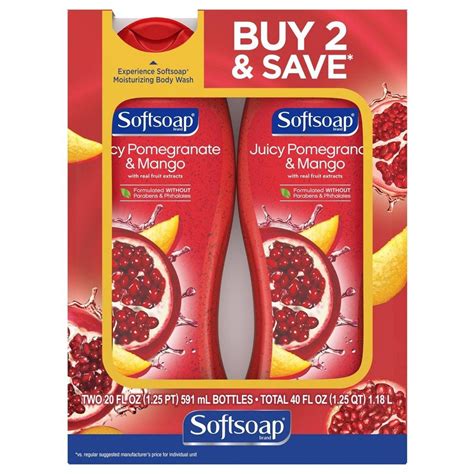 Softsoap Moisturizing Body Wash Pomegranate And Mango 20 Fl Oz2pk