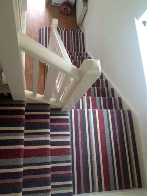 Birds Eye View Of Redgray Striped Stair Runner Striped Carpet Stairs