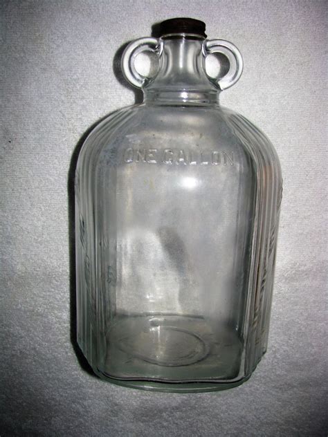 Vintage One Gallon Two Handle Clear Glass Jug Bottle Glass Jug Antique Glass Bottles