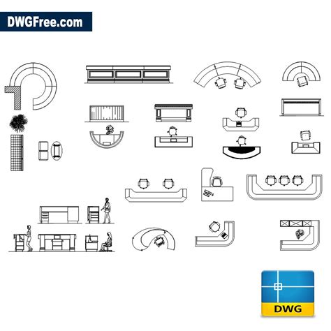 What factors should be considered when designing a reception. Reception Furnitures DWG Free DWG  Drawing TOP  - AutoCAD files.