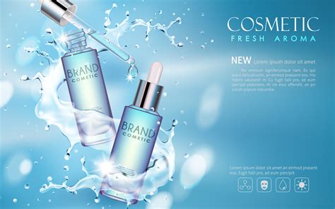 Serum Cosmetic Mockup With Water Background 834497 Vector Art At Vecteezy