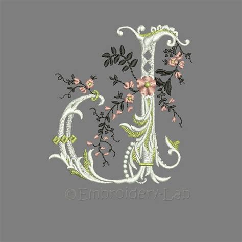 Floral J Monogram Machine Embroidery Design Wedding Alphabet J Etsy