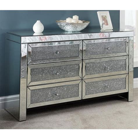 Grazia Mdf 5 Drawers Chest With Mirrored Glass Sale