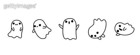 doodle ghost halloween little ghost house in cute kawaii style funny smiling samhain ghosts