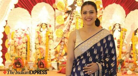 pujo fashion kajol hits it out of the park in this blue anita dongre sari fashion news the