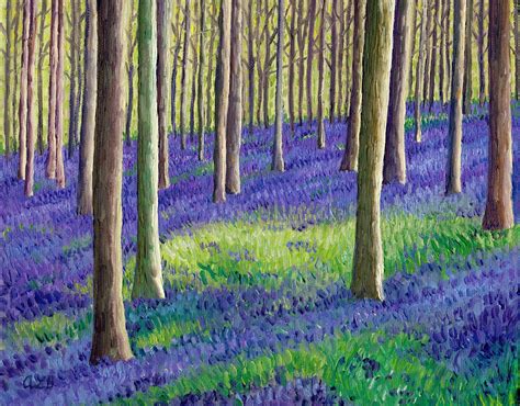 Audras Oil Paintings Bluebell Forest V 2011 8 X 10 Original Oil