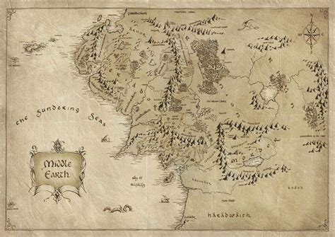 Map Of Middle Earth Lord Of The Rings Mme01 Poster Art