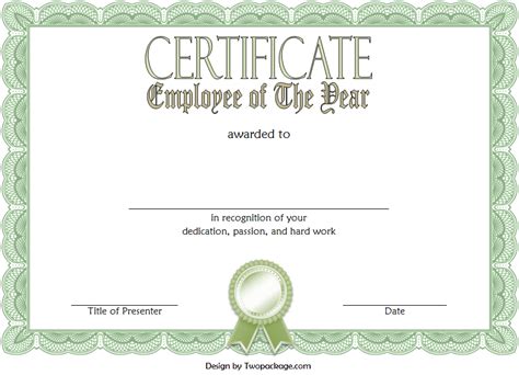 Employee Of The Year Certificate Template