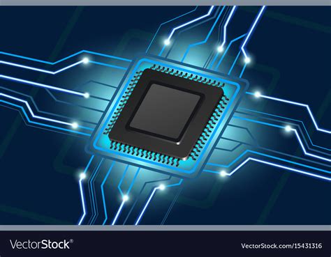 Computer Processor Electronic Technology Vector Image