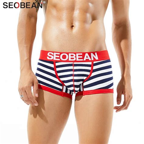 Seobean Brand High Quality Cotton Underwear Men Boxers Shorts Underpants Fashion Stripe Boxers