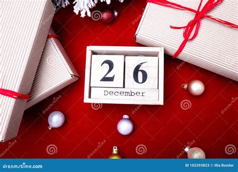 Boxing Day Sale Calendar With Date On Red Background Christmas