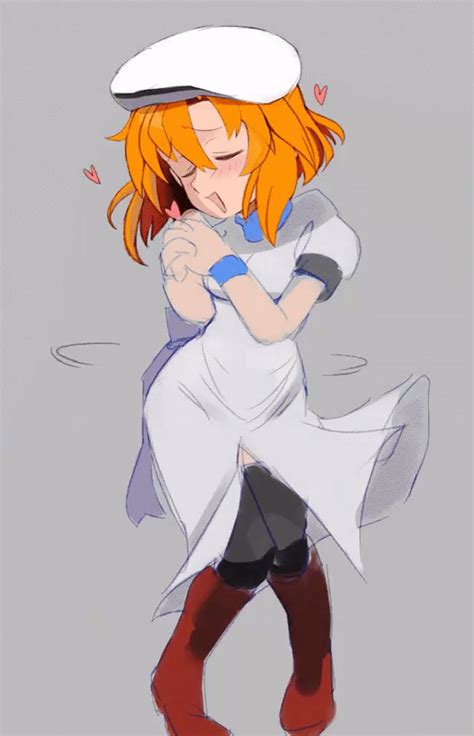 An Anime Character With Orange Hair Wearing A Sailors Outfit And Holding Onto His Arm