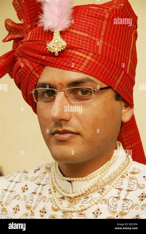 Indian Gujarati Bridegroom Wearing Turban Broach Embroidered Coat
