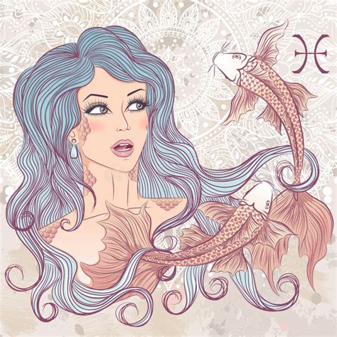 Pisces As A Girl In Hat Stock Vector Illustration Of Fantasy 160922342