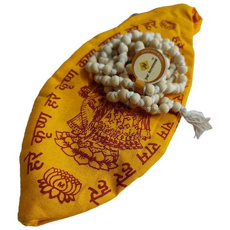 Just Devotional Tulsi Mala 108 Beads Original With 1 Cotton Gaumukhi Japa Bag Iskcon Tulsi