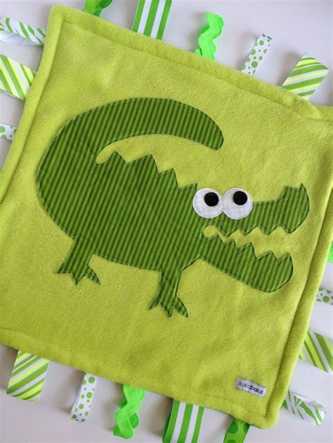 Minky Fleece Tag Blanket Alligator Crocodile In Green With Images