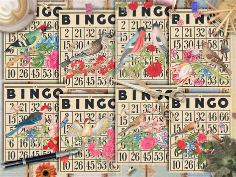Digital Collage Digital Paper Vintage Junk Journal Bingo Cards