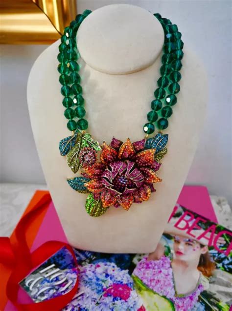 New Iconic Heidi Daus Late Bloomer Crystal Floral Necklace Summer