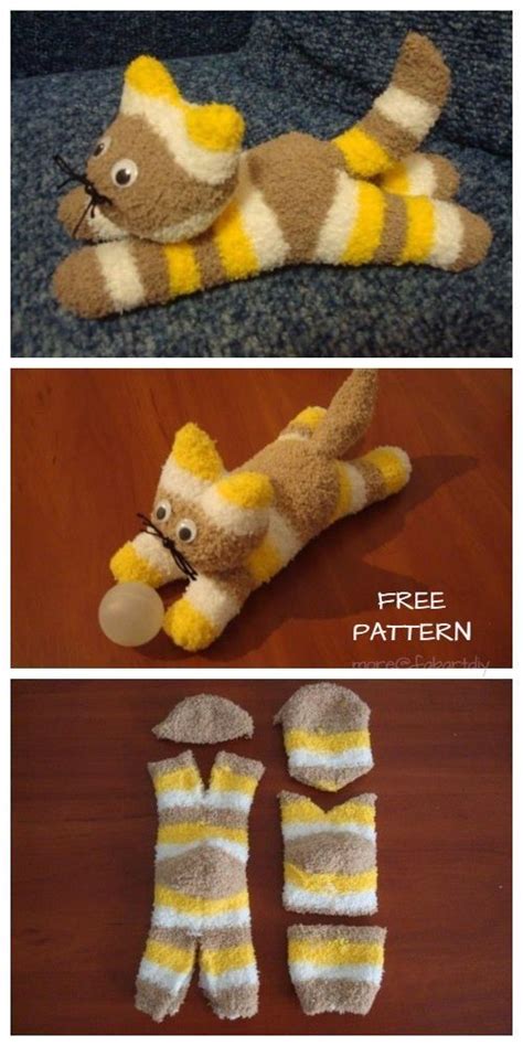 Diy Sock Kitten Free Sewing Pattern Video Tutorial Couture Bricolage Chaussette Chaton Gratuit