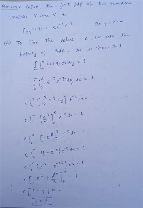 [solved] the joint pdf of two random variables x and y is given as f xy x course hero