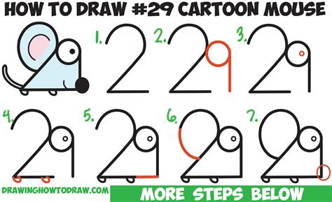 How To Draw A Cartoon Mouse From Numbers 29 In Easy Step By Step
