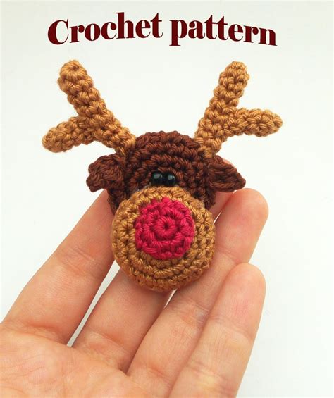 crochet reindeer patterncrochet brooch patterncrochet etsy
