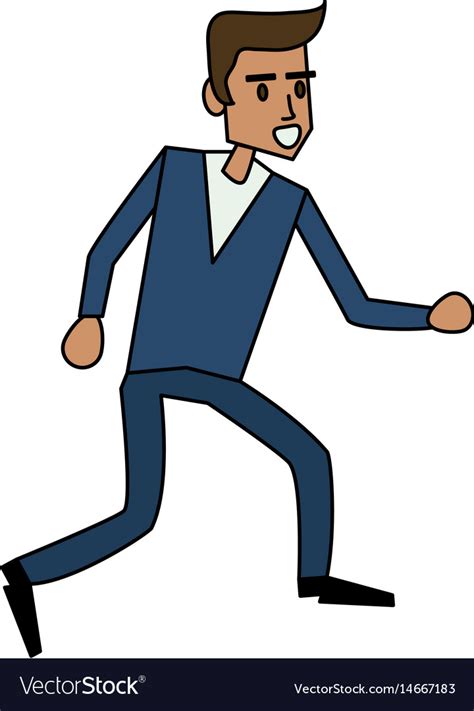 Color Image Cartoon Full Body Man Walking Vector Image