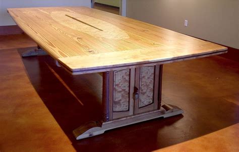 Custom Made Reclaimed Heart Pine Conference Table Handmade Wood