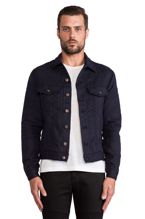 Lyst Naked Famous Quilted Cotton Wool Double Denim Jacket In Blue