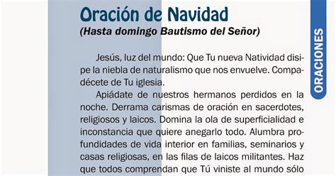 Escuela Y Familia Católica OraciÓn De Navidad