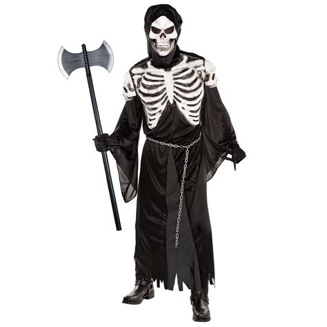 Mens Grim Reaper Skeleton Crypt Keeper Halloween Fancy Dress Costume