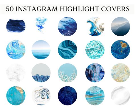 50 Instagram Highlight Icons Marble Instagram Covers Blue Etsy