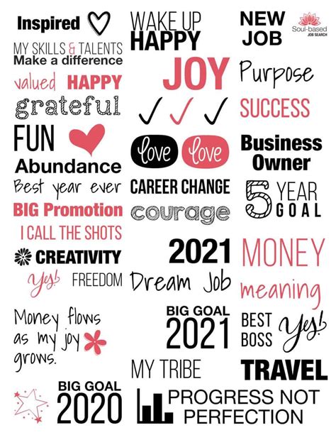 41 Career Vision Board Labels — Free Download In 2020 Vision Board