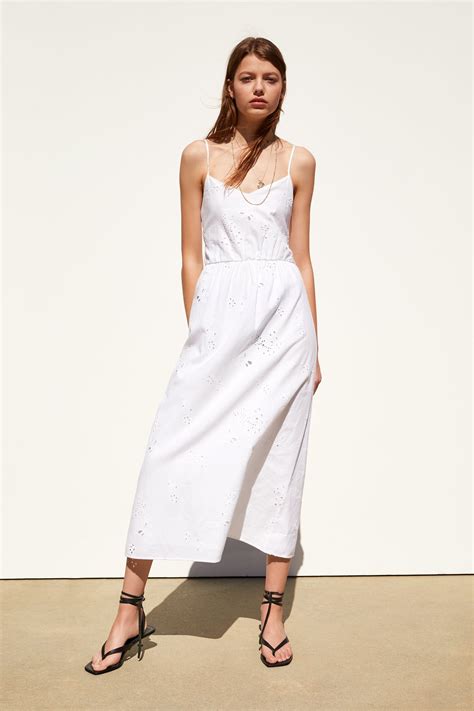Dress with cutwork embroidery details. DRESS WITH CUTWORK EMBROIDERY - View all-DRESSES-WOMAN ...