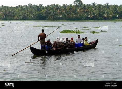 Local Passenger Ferry Boat Across The Kerala Backwaters South India