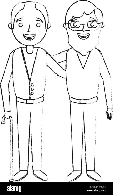 Cartoon Von Zwei Alte Männer Umarmt Freunde Zusammen Stock Vektorgrafik