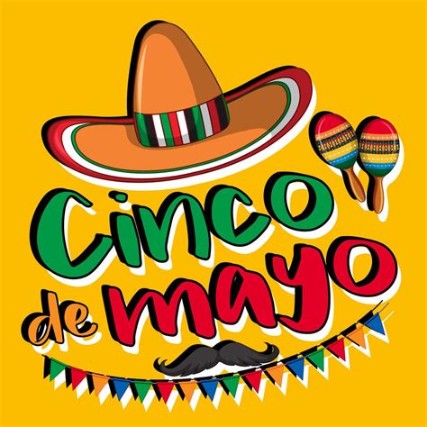 Cinco De Mayo Poster Design With Hat And Maracas 455568 Vector Art At