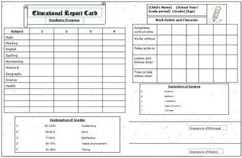 Middle School Report Card Template Awesome Report Card Template Report