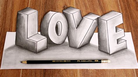 How To Draw Love 3d Letters Drawing 3d Words Como Dibujar Letras