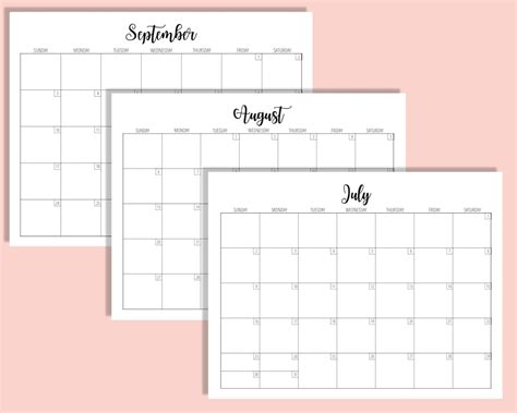 2023 Calendar Template 85 X 11 Inches Horizontal Monthly Etsy